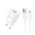 Мережевий зарядний пристрій Hoco C145A 1USB/18W/QC 3.0 + MicroUSB White, Білий
