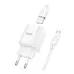 Мережевий зарядний пристрій Hoco C145A 1USB/18W/QC 3.0 + MicroUSB White, Білий