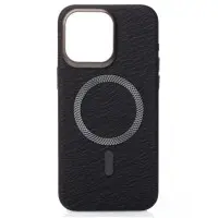 Чехол накладка MagSafe Luxury Leather  iPhone 15 Pro Черная