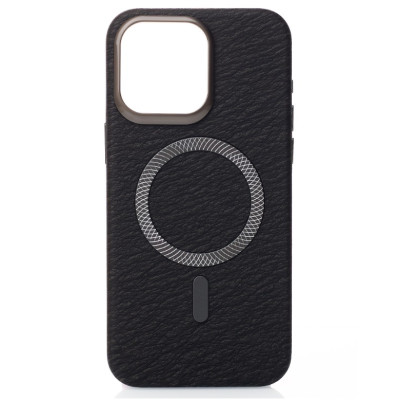 Чохол накладка MagSafe Luxury Leather  iPhone 15 Pro Чорна