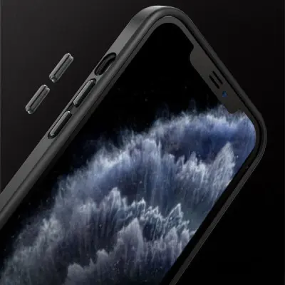 Чехол накладка Metal Buttons iPhone 12/12 Pro Черная