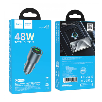 Автомобільний зарядний пристрій HOCO Z60 PD48W QC3.0 Black, Чорний