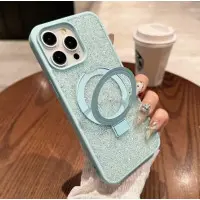 Чехол накладка Swarovski Stand MagSafe iPhone 15 Pro Голубая (Light Blue)