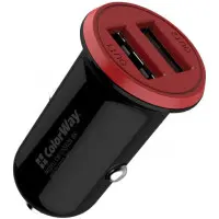 Автомобильное зарядное устройство Colorway 2USB AUTO ID 3.4A (17W) Red Black, Красный/ Черный