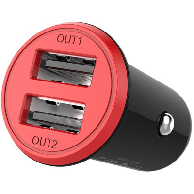 Автомобильное зарядное устройство Colorway 2USB AUTO ID 3.4A (17W) Red Black, Красный/ Черный