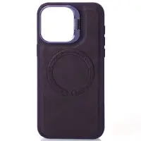 Чехол накладка Leather Camera MagSafe iPhone 14 Pro Max Темно-фиолетовая