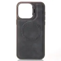 Чехол накладка Leather Camera MagSafe iPhone 14 Pro Max Серая
