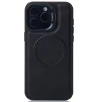 Чехол накладка Leather Camera MagSafe iPhone 15 Pro Max Черная