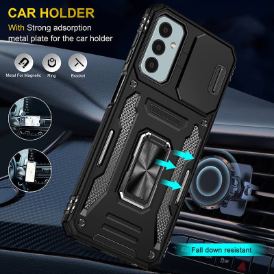 Чехол накладка Camshield Army Ring Samsung A155 (A15) Чёрная