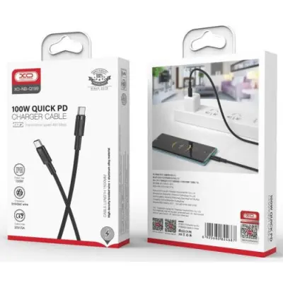 Кабель дата XO NB-Q199 Type-C to Type-C (100W) 1м Чёрный