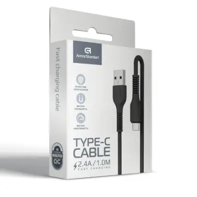 Кабель дата ArmorStandart AR88 Type-C 2,4A 1м Черный (ARM60006)