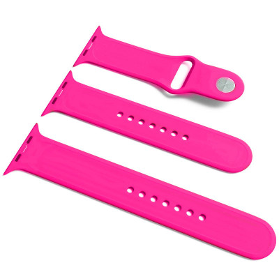 Ремінець Apple Watch 42мм Силікон Рожевий/Barbie pink 2од.