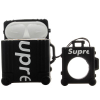 Чохол для навушників AirPods 1/2 Brand Supreme Чорний + кільце Чохол для навушників AirPods 1/2 Brand Supreme Чорний + кільце