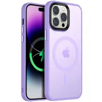 Чехол накладка Metal Buttons with MagSafe iPhone 14 Pro Max Сиреневая