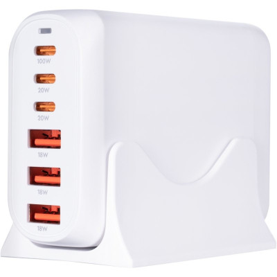 Сетевое зарядное устройство Gelius Force GaN GP-HC063 100W 3PD+3USB White, Белый
