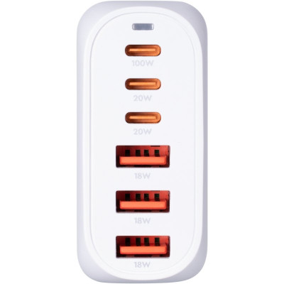 Сетевое зарядное устройство Gelius Force GaN GP-HC063 100W 3PD+3USB White, Белый