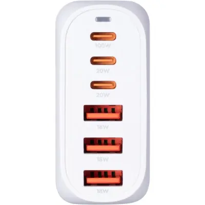 Мережевий зарядний пристрій Gelius Force GaN GP-HC063 100W 3PD+3USB White, Білий