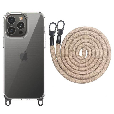 Чехол Накладка Transparent with Straps iPhone 15 Pro Бежевая (Clay)