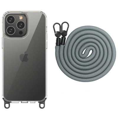Чехол Накладка Transparent with Straps iPhone 15 Pro Темно-серая (Fog)