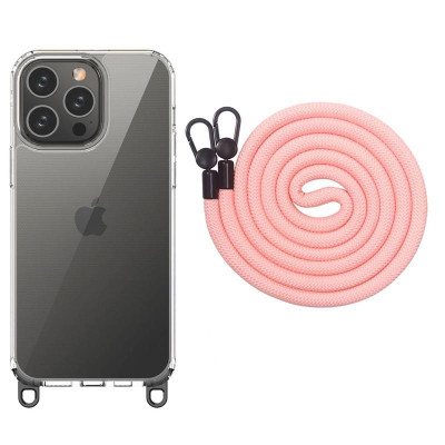 Чехол Накладка Transparent with Straps iPhone 15 Pro Светло-розовая