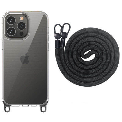 Чехол Накладка Transparent with Straps iPhone 15 Pro Max Черная