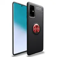 Чехол накладка Color Ring Samsung A715 (A71) Черная/ Красная