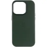 Чехол накладка Leather Case with MagSafe iPhone 13 Pro Зеленая/Shirt Green (AA+)