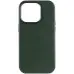 Чехол накладка Leather Case with MagSafe iPhone 13 Pro Зеленая/Shirt Green (AA+)