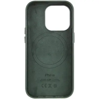Чехол накладка Leather Case with MagSafe iPhone 13 Pro Зеленая/Shirt Green (AA+)