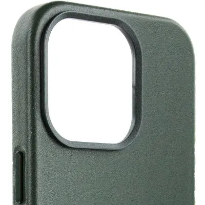 Чехол накладка Leather Case with MagSafe iPhone 13 Pro Зеленая/Shirt Green (AA+)