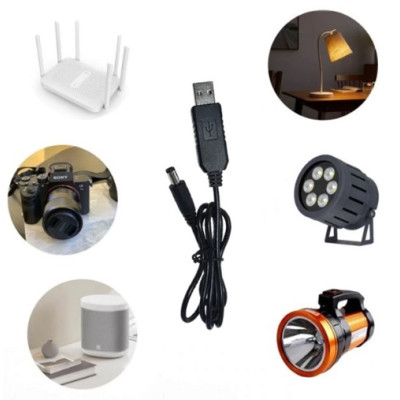 Кабель для роутеру USB DC 5.5*2.1 9V 0.8 м Black, Чорний