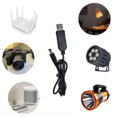 Кабель для роутеру USB DC 5.5*2.1 9V 0.8 м Black, Черный