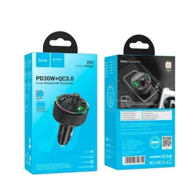 FM Трансмітер Hoco E82 Guerrero PD30W+QC3.0 Black, Чорний FM Трансмітер Hoco E82 Guerrero PD30W+QC3.0 Black, Чорний
