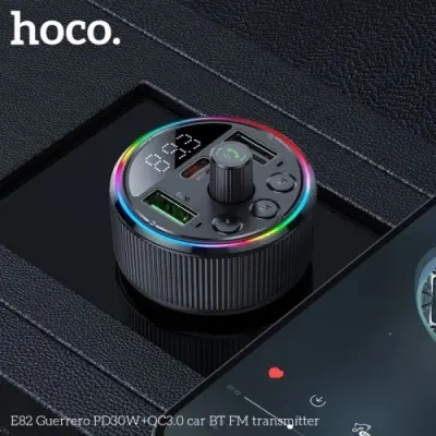 FM Трансмітер Hoco E82 Guerrero PD30W+QC3.0 Black, Чорний FM Трансмітер Hoco E82 Guerrero PD30W+QC3.0 Black, Чорний
