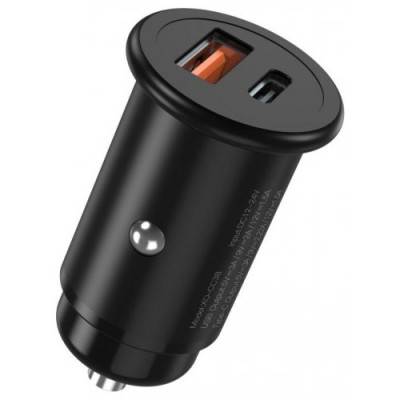 Автомобильное зарядное устройство XO CC38 PD(USB+USB-C) (20W) Black, Чёрный