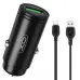 Автомобильное зарядное устройство XO CC39 PD(USB+USB-C) (18W) + Кабель Type-C Black, Чёрный