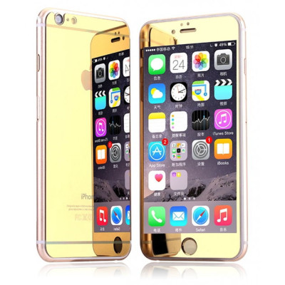 Защитное стекло iPhone 5 (f/b) Зеркальное Золотое