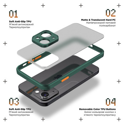 Чехол накладка Frosted Matte Oppo A57/A57s/A57e/A77/A77s Зеленая