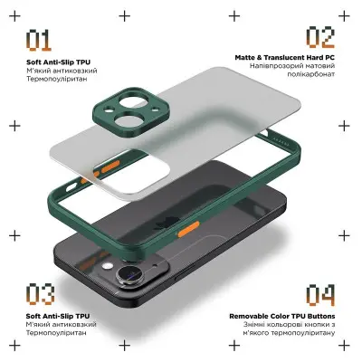 Чохол накладка Frosted Matte Oppo A57/A57s/A57e/A77/A77s Зелена