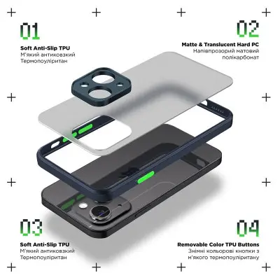 Чохол накладка Frosted Matte Oppo A57/A57s/A57e/A77/A77s Синя