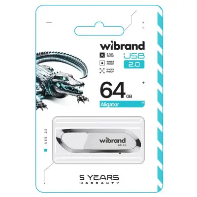 Флеш память USB 64Gb Wibrand Aligator USB 2.0 Белая