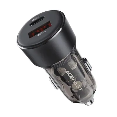 Автомобильное зарядное устройство Acefast B12 (USB+Type-C) 60W Black, Черный