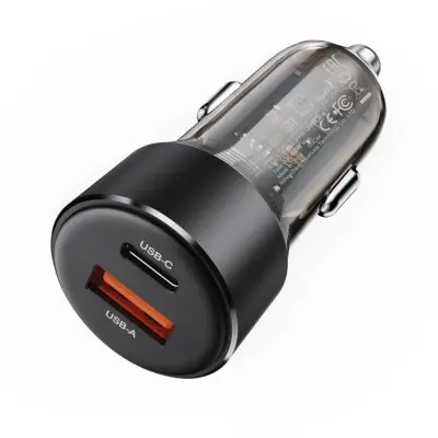 Автомобильное зарядное устройство Acefast B12 (USB+Type-C) 60W Black, Черный
