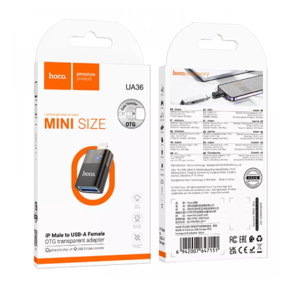 Перехідник адаптер OTG Hoco UA36 USB to Lighting Чорний