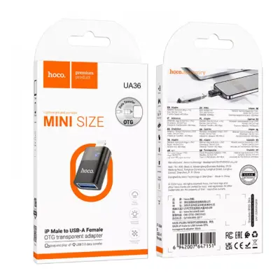 Перехідник адаптер OTG Hoco UA36 USB to Lighting Чорний Перехідник адаптер OTG Hoco UA36 USB to Lighting Чорний