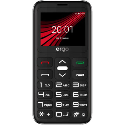 Мобільний телефон Ergo F186 Solace Dual Sim Black, чорний