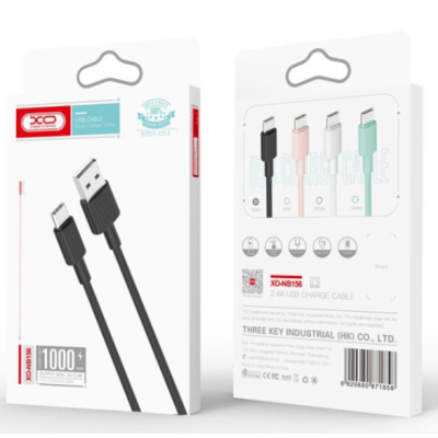 Кабель дата XO NB156 USB Type A - Lightning 1м Чёрный