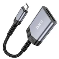 Картридер Hoco UA25 2in1 Type-C Серый {Metal Gray}