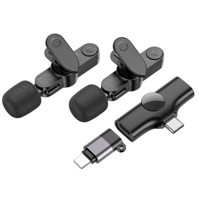 Безпроводной петличный микрофон Borofone BKF12 Lightning/Type-C Чёрный