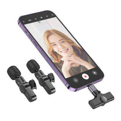 Безпроводной петличный микрофон Borofone BKF12 Lightning/Type-C Чёрный